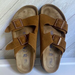 Birkenstock Arizona brown suede sandals 36 regular soft footbed